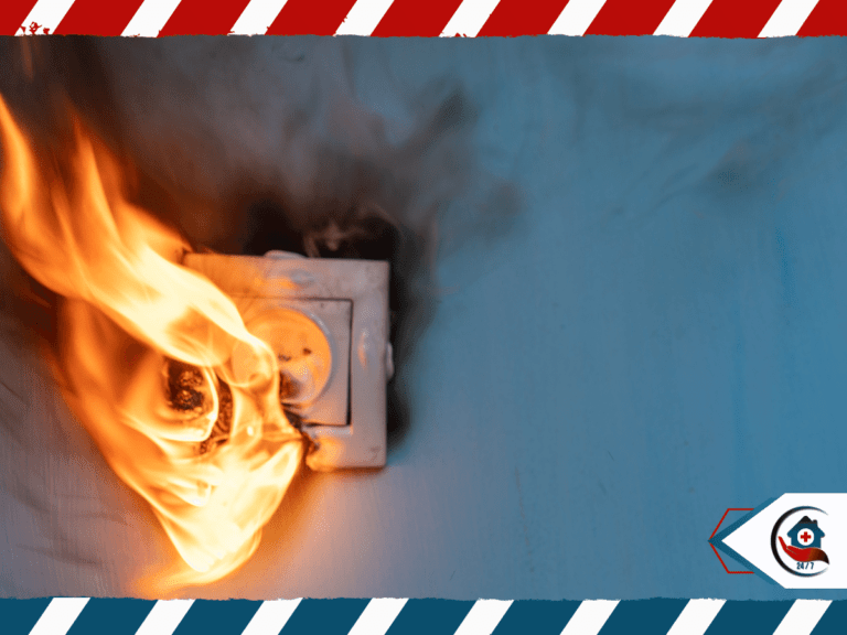 An image of a burning electrical outlet